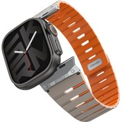 Resim Watch 7 45mm Skinarma Gemini Serisi Tpu Magnetik Silikon Kordon Gri-turuncu 
