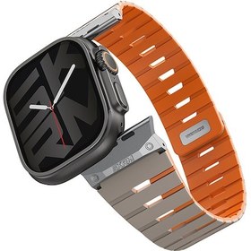 Resim Watch 7 45mm Skinarma Gemini Serisi Tpu Magnetik Silikon Kordon Gri-turuncu 