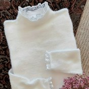 Resim Kadınlar için Şık Dantel Detaylı Yüksek Yaka Uzun Kollu Kazak - İlkbahar & Sonbahar için Yumuşak Orta Esneklikte Düz Renk Üst, Elde Yıkanabilir/Kuru Temizleme, Sevimli Kazak, Sonbahar Modası, Kaliteli İşçilik, Ofis Kıyafeti, Klasik Örgü Giysi, Sadece Kuru Temizleme, Sonbahar Kıyafetleri 