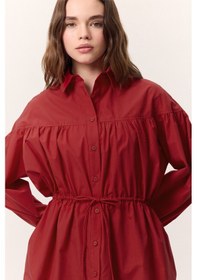 Resim Manuka Büzgü Bağlama Detaylı Tunik Kırmızı Kırmızı 