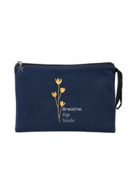 Resim Breathe, Sip, Smile - Lacivert Clutch Çanta Lacivert 