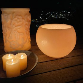 Resim Küre Fener Mumlar - 30 cm / Sarı 