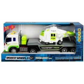 Resim Sunman 1:16 Maxx Wheels Sesli Ve Işıklı Transporter Tır 40 Cm. - Beyaz Helikopter 