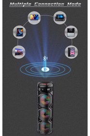 Resim POLYGOLD 3X8 İNÇ BÜYÜK BOY TEKERLEKLİ BLUETOOTH SPEAKER ŞARJLI KABLOSUZ MİKROFONLU HOPARLÖR 