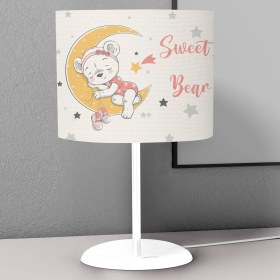 Resim instababyrooms Tatlı Rüyalar Ayı Desenli Çocuk Odası Dijital Baskılı Çocuk Odası Masaüstü Abajur Avize 