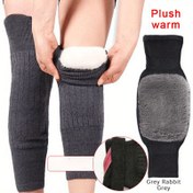 Resim Unisex Örgü Kumaş Sıcak Dizlikleri ile Peluş Fleece Ekleme, Bacak Basıncı Giderme için Polyester Elyaf Destek Yastığı, Soğuk Dondurma, Koşu ve Bisiklet için İdeal, Sadece Elde Yıkama, Toka Kapatma - Günlük Sıcaklık Aksesuarı 