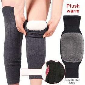 Resim Unisex Örgü Kumaş Sıcak Dizlikleri ile Peluş Fleece Ekleme, Bacak Basıncı Giderme için Polyester Elyaf Destek Yastığı, Soğuk Dondurma, Koşu ve Bisiklet için İdeal, Sadece Elde Yıkama, Toka Kapatma - Günlük Sıcaklık Aksesuarı 