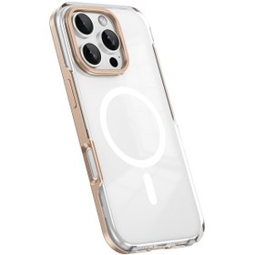 Resim İphone 16 Pro Uyumlu Magsafe Şarj Özellikli Çıkarılabilir Arka Yüzeyli Zore Polar Kapak Gold 
