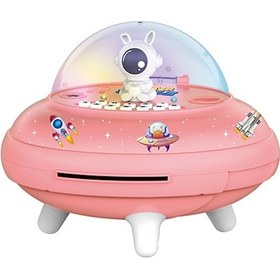 Resim 19.6 X 13.7 X 19.6 Cm Ufo Uçan Daire Para Bankası Oyuncaklar Çocuk Astronot Akıllı Simülasyon Tasarruf Kavanoz Pembe Tavşan 