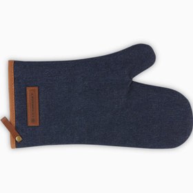Resim Denim Fırın Eldiveni Deri Detaylı Lüks Tasarım - Lacivert 