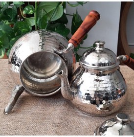 Resim Nikel Kaplama Dövülmüş Bakır Çaydanlık Bakır 