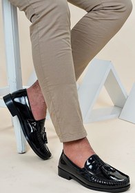 Resim The Hope Shoes Corcik Siyah Rugan Püsküllü Klasik Erkek Kundura Ayakkabı 