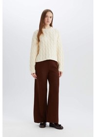 Resim DeFacto Relax Fit Triko Pantolon Geniş Bol Paça Basic Düz Esnek Belli E2940AX24WNBN320 