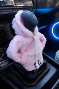 Resim Bundeba Vites Süsü Pembe Peluş Hoodie Kapüşonlu Araba Vites Topuz Süsü Oto Aksesuarı Vites Topuzu Sweatshirt 