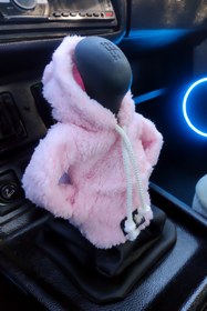 Resim Bundeba Vites Süsü Pembe Peluş Hoodie Kapüşonlu Araba Vites Topuz Süsü Oto Aksesuarı Vites Topuzu Sweatshirt 