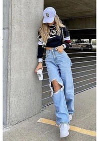 Resim Unisex Beyaz Renk Siyah Logo Beyzbol Ny New York Şapka - Unisex Beyaz 