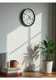 Resim 36 Cm Yeşil Çocuk Odası Duvar Saati Açık 