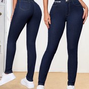 Resim Kadınların Zarif Moda Mavi Dar Paça Pantolon - Yüksek Bel, Esnek Kumaş, Rahat Tüm Mevsim Giyim, Rahat Pantolonlar|Yüksek Bel Pantolonlar|Şık Pantolonlar 