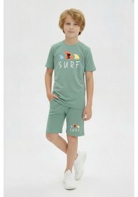 Resim Fyk Kids 3'lü Bisiklet Yaka Baskı Detaylı Renkli Kaprili Erkek Çocuk 6 Parça Alt Üst Takım Sax-turuncu-mint 