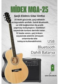 Resim Midex XC-300XNT-AMP Profesyonel AMFİLİ Elektro Akustik Gitar 