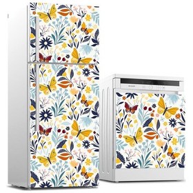 Resim Buzdolabı ve Bulaşık Makinası Beyaz Eşya Sticker Kaplama Çiçek Sa 
