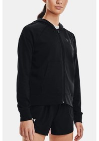 Resim Under Armour Rival Terry Loose Fit Full Zip Hoodie Kadın Kapüşonlu Bol Kesim Fermuarlı Sweatshirt Siyah Siyah 