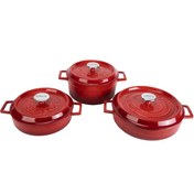 Resim Lava 24 Cm Derin-24 Cm Sığ-28 Cm Sığ Kırmızı Tencere Seti 