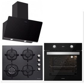 Resim Silverline BO6504B01 - CS5429B01 - 3457 Soho 60 Siyah Cam Ankastre Set 