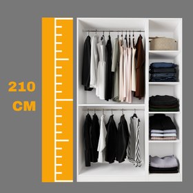 Resim Bimossa KB70 Goss İkili 135 cm Kapaksız İki Bölmeli Dar Gardırop, Askılı ve Raflı Açık Giyinme Dolabı, Modern Tasarım Beyaz Elbise Dolabı 