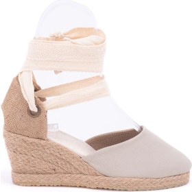 Resim Star Tombis Elişi Ipli Bej Hasır Dolgu Topuk Keten Hasır Espadril Handmade 