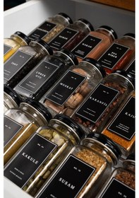 Resim Mienda Home 18'li Cam Baharatlık Seti Siyah Kapaklı Ve Etiketli Baharatlık Takımı Mh00syh18 Siyah - Şeffaf 