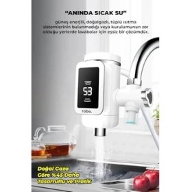 Resim Robo Taşınabilir Dijital Su Musluğu Tüm Bataryalara ve Musluk Tiplerine Uyumlu Pratik Isıtma Cihazı 