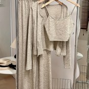 Resim Şık ve Zarif Dört Mevsim Yetişkin Kadın Camisole Üst Pantolon Rahat Seksi Sevimli Üç Parça Takım LL425 