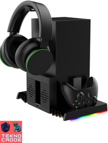 Resim beboncool Xbx-023s Disk Tutucu Kulaklık Askısı Joystick Şarj Xbox Series X Rgb Soğutucu Fan Stand 