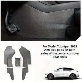 Resim For Tesla Model Y Juniper 2025 için Uyumlu Anti-Kick Matları - Ön ve Arka Koltuk Yanı, Merkez Konsol ve Arka Havalandırma Koruma Seti - Dayanıklı TPE Malzeme, Siyah Beyaz Detaylarla, Kolay Kurulum, Tüm Hava Koşullarına Karşı Koruma, Araba Aksesuarları 