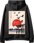 Resim Japan Sırt Baskılı Hoodie-Siyah Lambuka Store