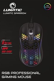 Resim Lunatic Sparrow 6400 Dpi Rgb Ledli Makrolu Oyuncu Mouse 