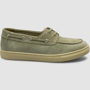 Resim Monamae %100 Hakiki Deri Yeşil Süet Kadın Loafer YESIL 