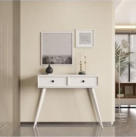 Resim 6021 LUNA (AHŞAP AYAKLI) MDF PROFİL ÇERÇEVELİ 2 ÇEKMECELİ DRESUAR BEYAZ 