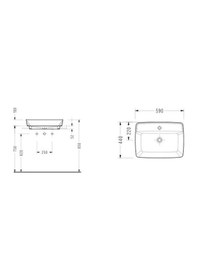 Resim Serel Rita 44 x 59 CM Tezgah Üstü Çanak Lavabo-Mat Siyah Rt30T x l050H 