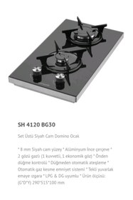 Resim Eminçelik Set Üstü Siyah Cam Domino Ocak (TEZGAHÜSTÜ) Sancak Alimer 