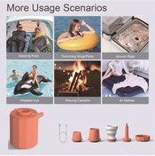 Resim Vkemall Portatif Kablosuz Hava Pompası, 5 Uç İle Çadır Aydınlatma Sos Lambası, Hava Yatağı, Yüzme Halkası, Vakum Depolarma, 1600mah Batarya, Turuncu 