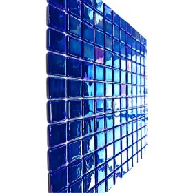 Resim MozaiKristaL Havuz ve Tüm Yüzeyler Için, Suya ve Isıya Dayanıklı 2,5x2,5cm. Lüsterli Mavi, 31,5X31,5CM. Fileli Cam Mozaik 