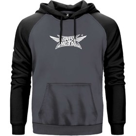 Resim Babymetal Logo Renkli Reglan Kol Sweatshirt Kapşonlu - 4XL / Gri 