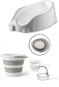 Resim Saule 3'lü SET Soft Bebek Banyo Küveti & Katlanır Su Kovası Maşrafa Set 