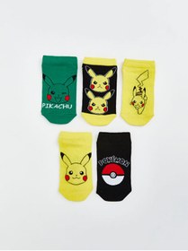 Resim LC Waikiki Shining Store'dan Işıltılı Seçimler Pikachu Dokulu Erkek Çocuk Patik Çorap 5'li 