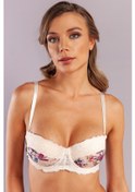 Resim Golshan Çiçekli Ekru Straplez Konforlu Ve Şık Sütyen Flowers Ekru 