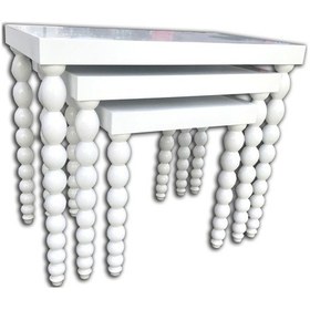 Resim Zigon Sehpa Elma Model Beyaz Parlak Beyaz Lake Ahşap Kayın Torna (378346869) 