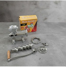 Resim 22'lik Full Paslanmaz Çelik Kıyma Makinesi Kollu Manuel Dayanıklı Ve Hijyenik Makina Metalik 