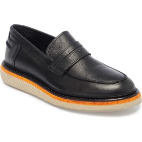 Resim Tergan Siyah Hakiki Deri Erkek Loafer - E25I1AY57192-A23 
